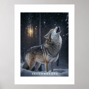 Poster Yellowstone Wolf