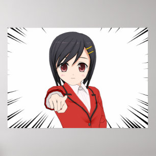 Poster young girl manga short hair