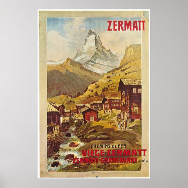 Poster Zermatt Schweiz Switzerland Gornergratbahn (Front)