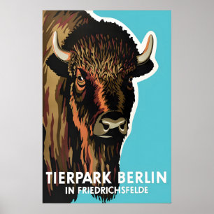 Poster Zoo Berlin Bison Vintage Art Wall Print