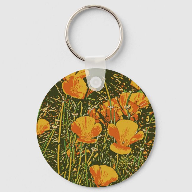 Posterised Poppies Key Ring (Front)