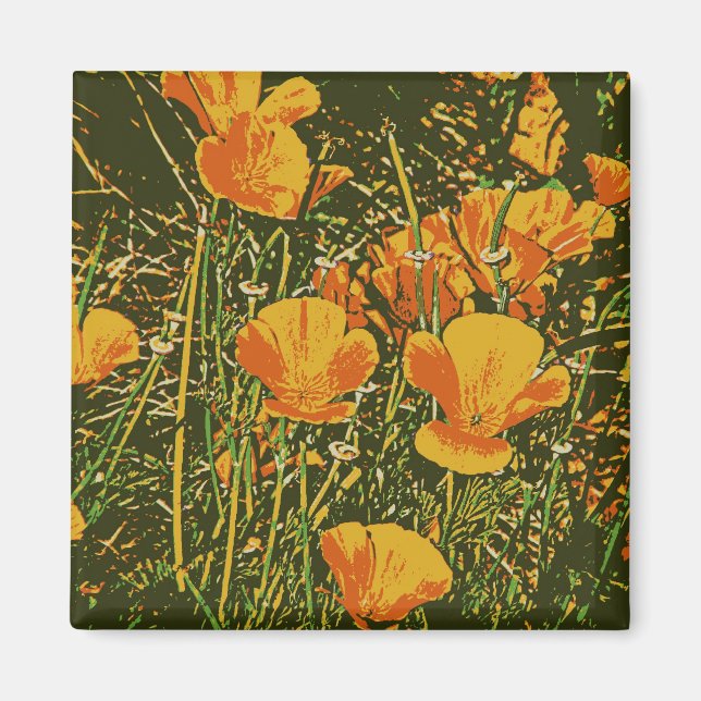 Posterised Poppies Magnet (Front)