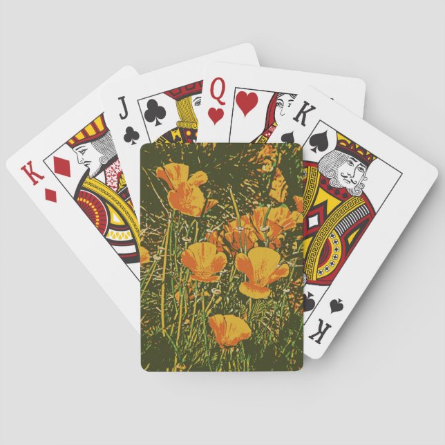 Posterised Poppies Playing Cards (Back)