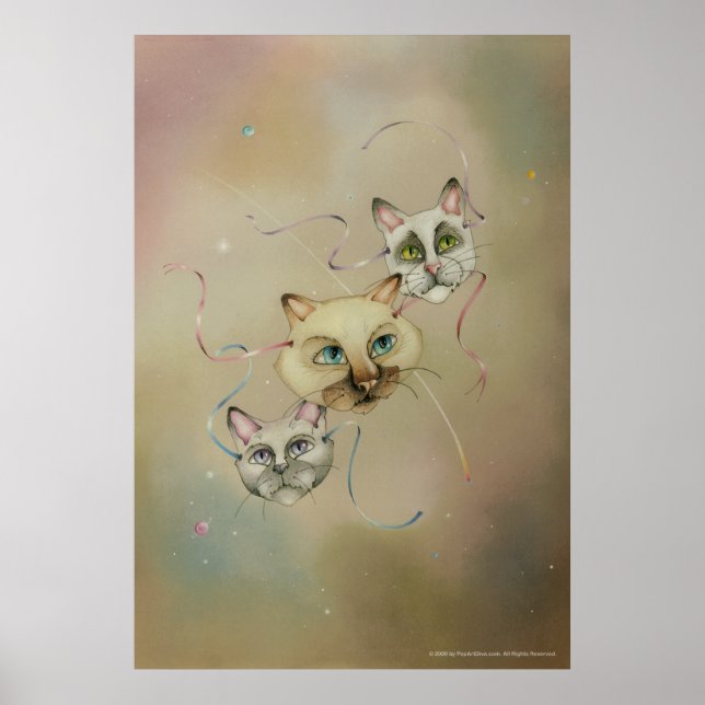 Posters, Fine Art - Siamese Cat Masks Poster (Front)