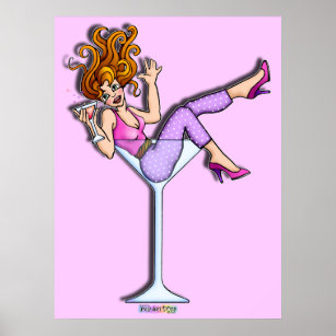 Posters, Prints - Girl in a Martini Glass, Lil Red