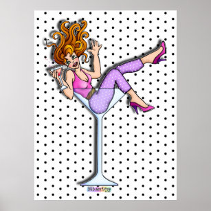 Posters, Prints - Girl in a Martini Glass, Lil Red