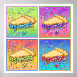 Posters, Prints - Pop Art Piece of Pie<br><div class="desc">A Colourful Pop Art Illustration of a piece of pie in a party of confetti and streamers – a bit of the filling has escaped. Fully Customisable and Personalizable!</div>
