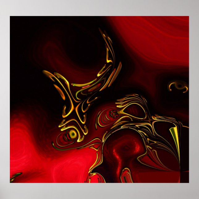 Posters ZIZZAGO Art Abstract Red Black Gold 2 (Front)