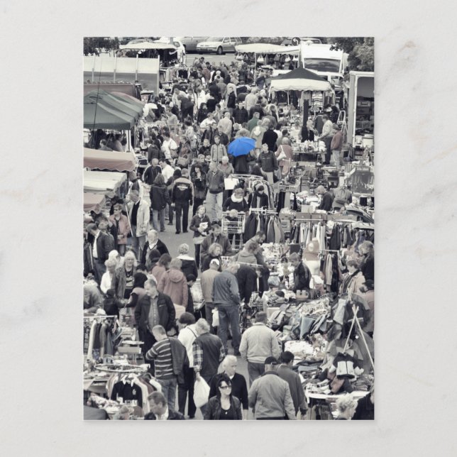 Postkarte - "Blauer Schirm in grauer Masse" Postcard (Front)