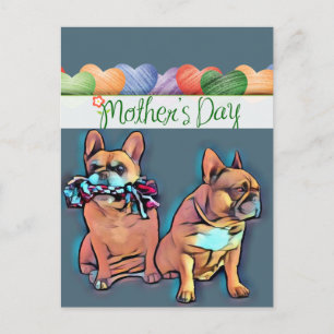 Postkarte französische Bulldogge Muttertag Postcard