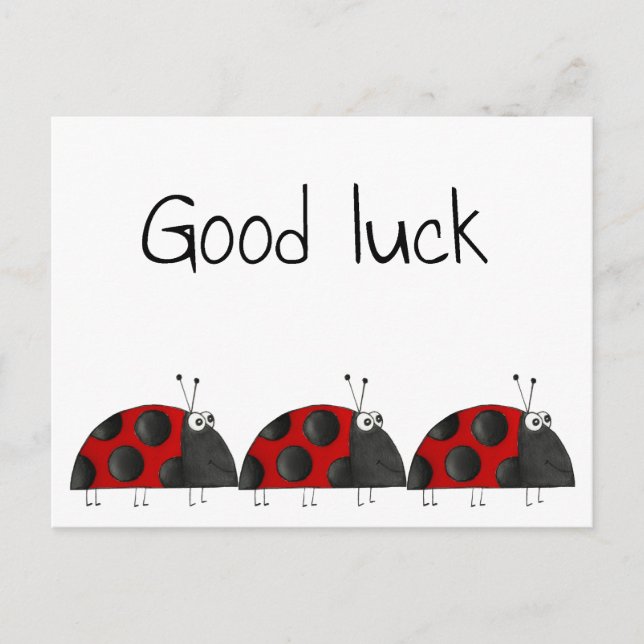Postkarte good luck, Glückwunschkarte, Marienkäfer Postcard (Front)
