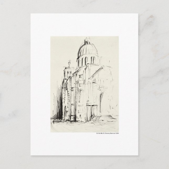 Postkarte Zeichnung Bleistift Hannover Landschaft Postcard (Front)