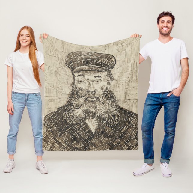 Postman Joseph Roulin (Sepia Sketch) (by van Gogh) Fleece Blanket (In Situ)
