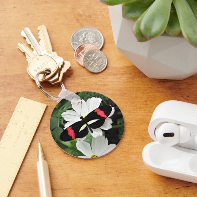 Postman Longwing Butterfly on Flower Key Ring (Desk)