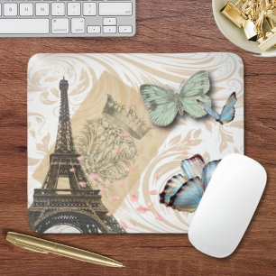 postmark scripts butterfly Paris Effiel Tower Mouse Pad
