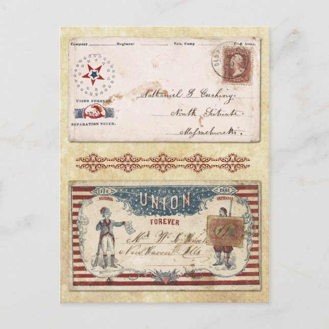 Postmarked Civil War Envelopes with the Union Postcard (Front)