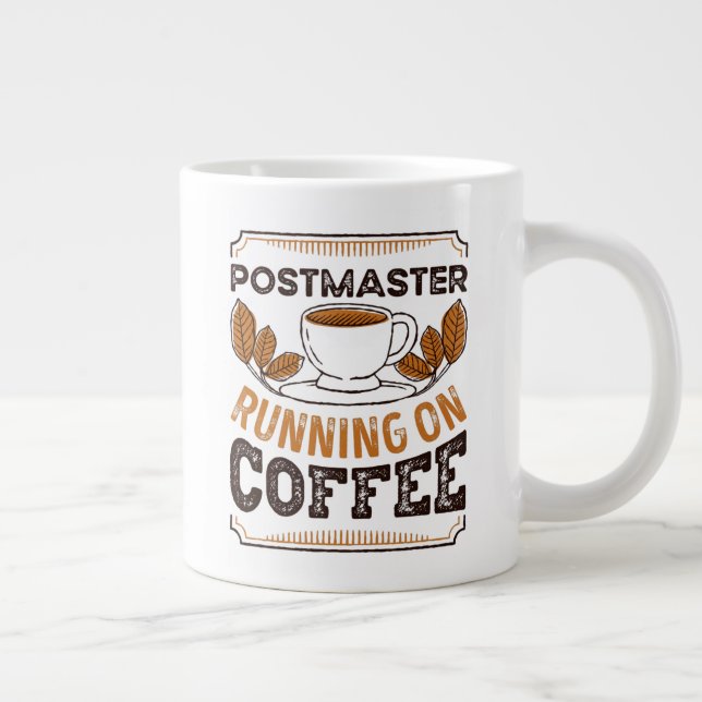 Postmaster running on Coffee Caffeine Gift Large Coffee Mug (Right)