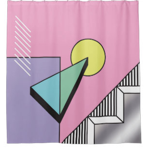 Postmodern Geometric: Abstract Composition Shower Curtain