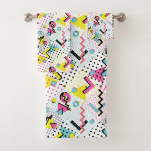 Postmodern Memphis Style Pattern Bath Towel Set