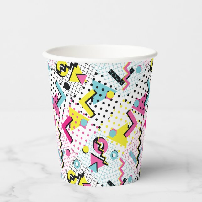 Postmodern Memphis Style Pattern Paper Cups (Front)