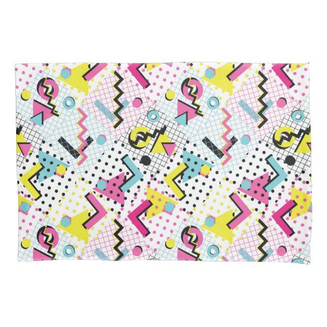 Postmodern Memphis Style Pattern Pillowcase (Front-Left)
