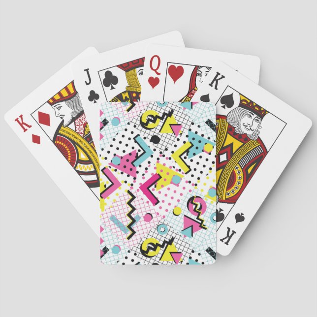Postmodern Memphis Style Pattern Playing Cards (Back)