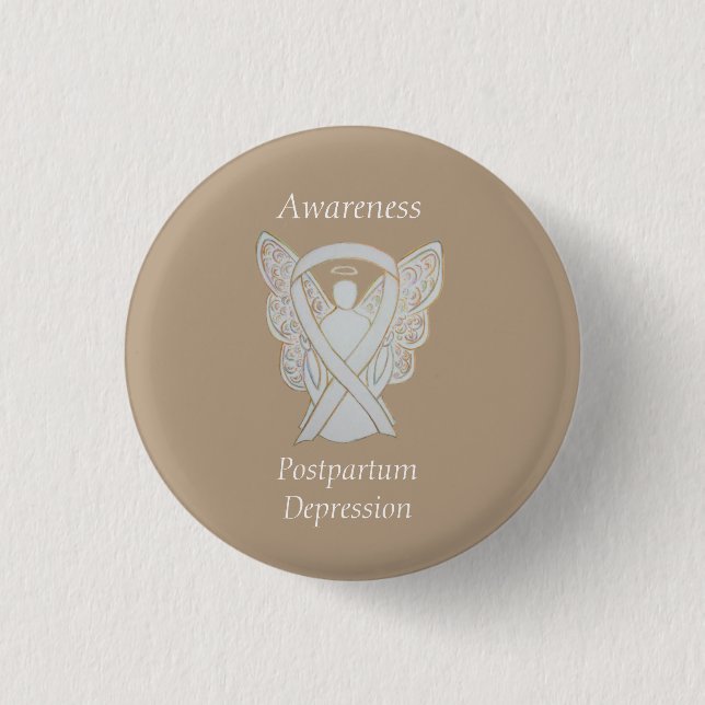 Postpartum Depression Awareness Angel Ribbon Pin (Front)