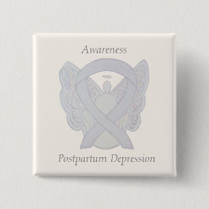 Postpartum Depression Awareness Angel Ribbon Pin