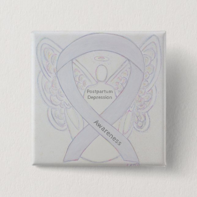 Postpartum Depression Awareness Angel Ribbon Pin (Front)