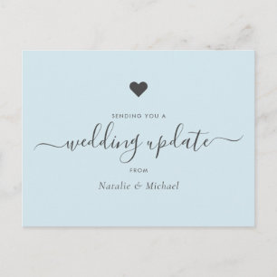 Postpone Wedding Update Elegant Script Light Blue Postcard