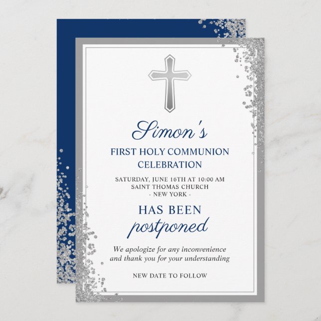 Postponed Announcement Silver First Holy Communion (Front/Back)