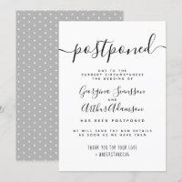 "Postponed" Black & White Script Wedding Change