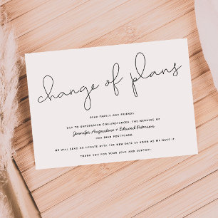 Postponed   Cancelled   Change of Plans Wedding Invitation
