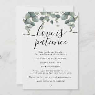 Postponed Change of Plans Eucalyptus Wedding Announcement