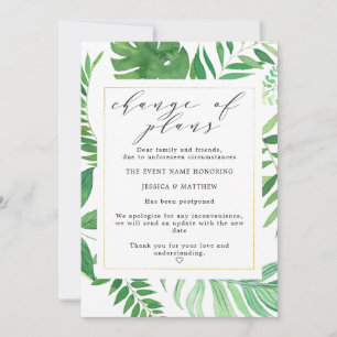 Postponed Change of Plans Tropical Wedding Announcement