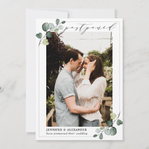 Postponed Change the Date Eucalyptus Wedding Photo Announcement