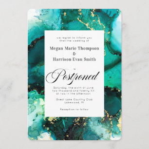 Postponed Emerald Jewel Tone Wedding Invitation