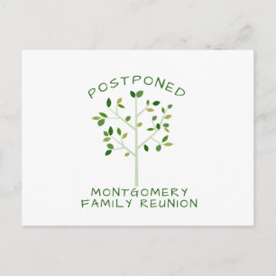 Postponed Family Reunion Simple Green Family Tree Invitation Postcard