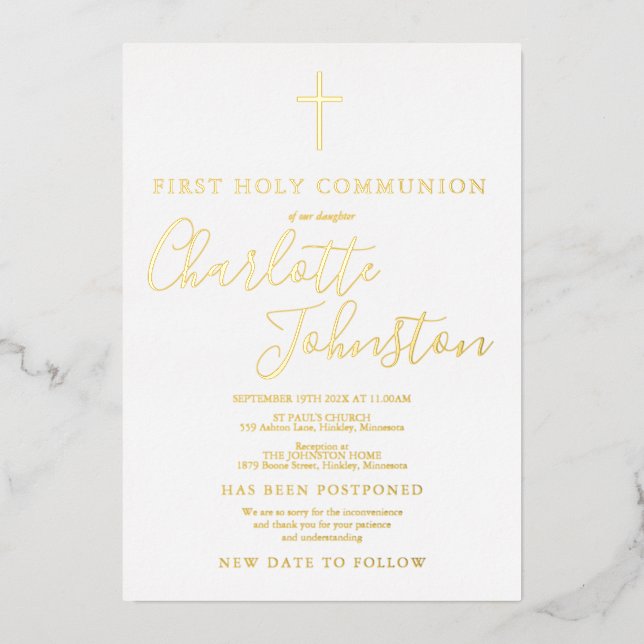 Postponed First Holy Communion Gold (Front)