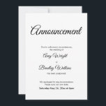 Postponed Wedding Announcement Elegant Card<br><div class="desc">Here's a simple card to notify your guests if it's become necessary to change your wedding date. Use the template fields to add your personal details and make this elegant, minimalist design your own. The white background can be changed to any colour you prefer. All fonts and colours are also...</div>