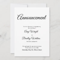 Postponed Wedding Announcement Elegant Card