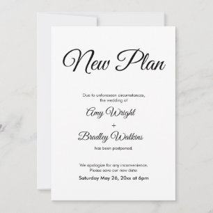 Postponed Wedding Announcement Elegant New Plan