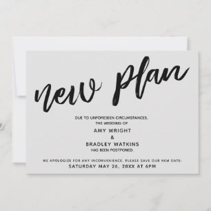Postponed Wedding Announcement "New Plan" Grey