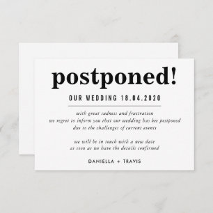 POSTPONED WEDDING announcement simple information
