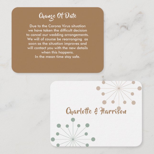 Postponed Wedding Change Of Date Announcement (Front/Back)