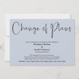 Postponed Wedding Dusty Blue Change of Plans Card