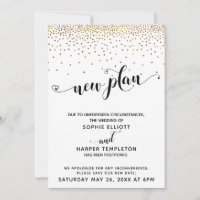 Postponed Wedding Gold Confetti & Hearts New Plan