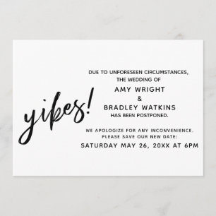 Postponed Wedding Humour Announcement Yikes!