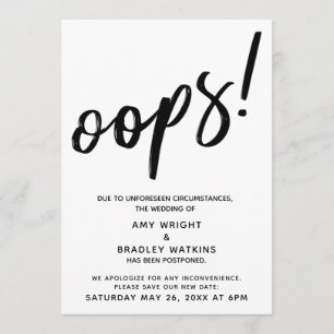 Postponed Wedding Humourous "Oops!" Announcement