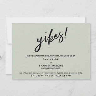 Postponed Wedding Humourous Yikes! Sage Green Card